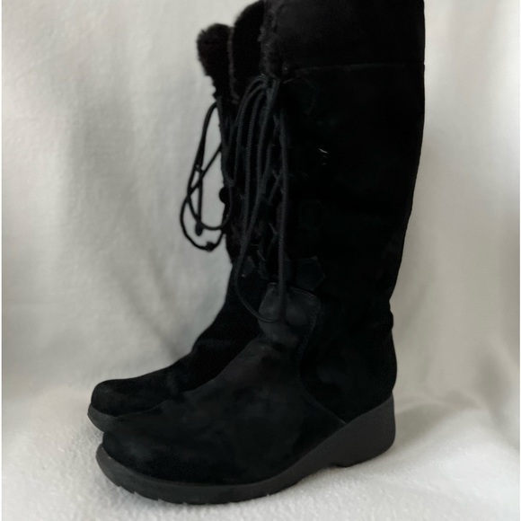 Khombu Size 9 Black Suede Lace Up Winter Boot with Faux Fur Lining. - Picture 14 of 16